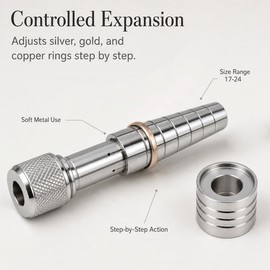 QWORK Ring Stretcher Tool Kit for Sizes 7.5-10.5, Expanding Ring Mandrel for Silver, Gold, Copper Rings, Enlarge Ring Mandrel Stretcher