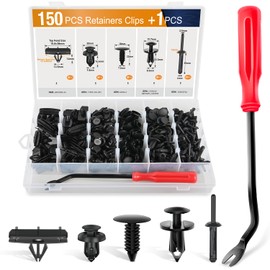 GOOACC 151PCS Bumper Retainer Fender Clips with Fastener Remover Grille Fastener Push-Type Plastic Rivets Compatible with 2007-2024 Jeep Wrangler 2005-2010 Grand Cherokee 2002-2010 Liberty KJ KK