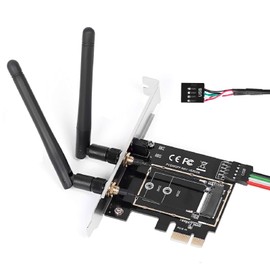 MZHOU PCI-E M.2/NGFF Card, M.2 NGFF to PCI-E 1X Desktop WiFi Adapter WLAN Card Network Card Converter for 8260 7265 1535 7260 with Dual-Band 2.4/5G Antenna Support NIC