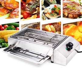 MuChaIOAK Countertop Electric BBQ Grill, Flat Top Grill Hot Plate Barbecue Grills Indoor/Outdoor Portable Electric Griddle with Adjustable Thermostatic Control 110V