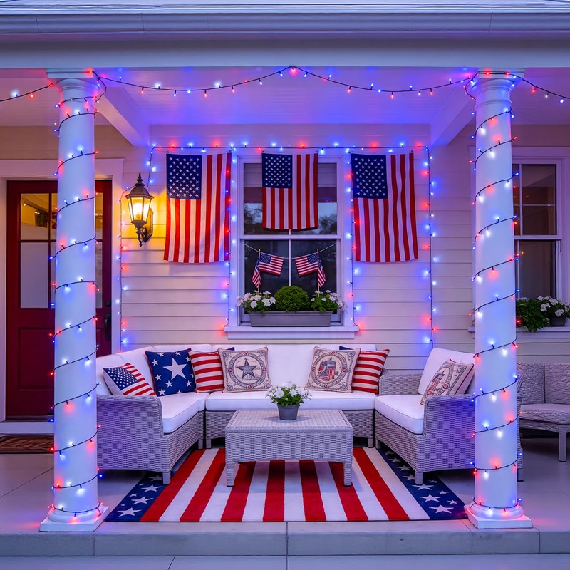 4 Pack Red White and Blue Lights, 50 LEDs 16.5ft