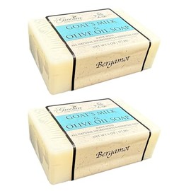 The Grecian Soap Company Clean Beauty Goat's Milk & Olive Oil Bar Soap in Bergamot - Pack of 2 6oz All-Natural Scented Bars for Women and Men, Organic Olive Oil & Goat Milk Soap for All Skin Types