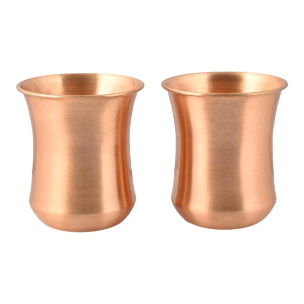 Set of 2 Pure Copper Curved Tumblers for Ayurveda Health