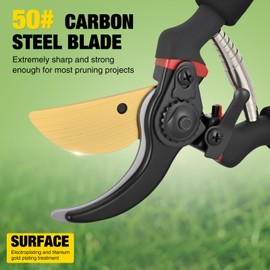 Yesker Pruning Shears for Gardening 8" Professional Bypass Garden Scissors Yard Clippers with Sharp Carbon Steel Blade Heavy Duty Hand Pruners for Branch Flower Plant Trimming Cutting Gardening Tools