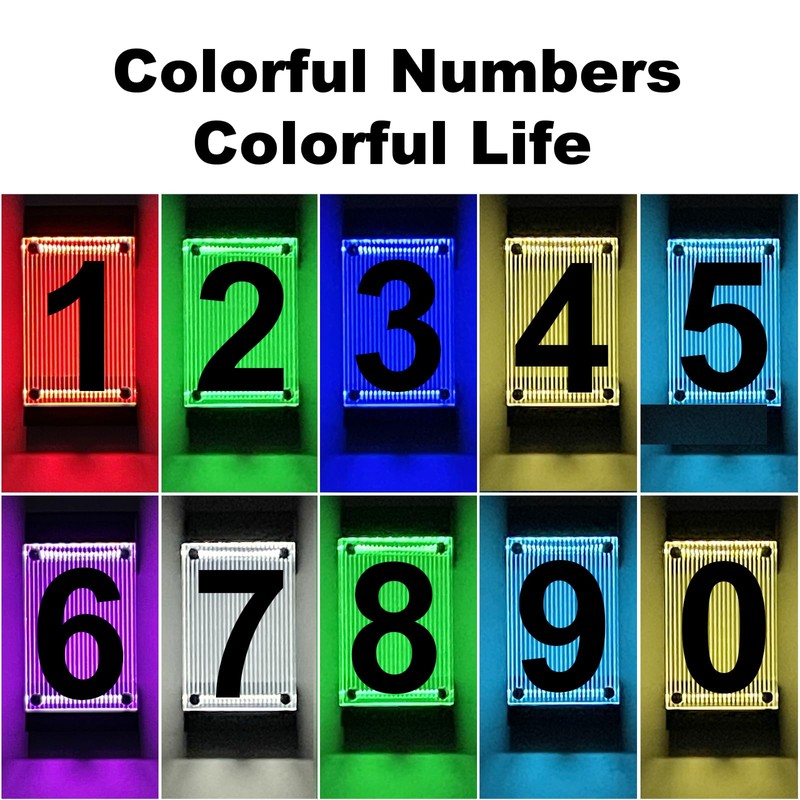 XINDEW Solar House Numbers for Outside, 3D Acrylic Number Colorful