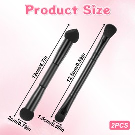 2 Pcs Dual-Ended Hairline Powder Brush, Hairline Concealer Brush Set with Sponge Tip and Contour Tip Travel Root Touch Up Brushes Set for Concealer, Contour, Root Touch Up