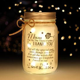 Mason Jar Night Light Mothers Day Gifts for Mum from Daughter, Son, Kids,Christmas Birthday Gifts for Mum, Mama,Best Mum Gifts (For Mum)