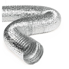 HVAC Premium 6'' Inch Aluminum Hose Flexible Air Duct Pipe for Rigid HVAC Flex Ductwork- 25' Feet Long