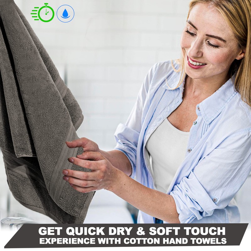 Towelogy® Premium Large Hand Towels Set 100% Combed Ring Spun