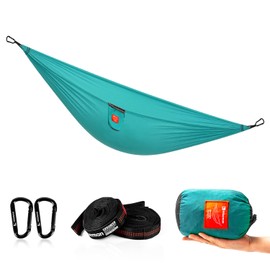 HIKEMAN Hammock for Camping Hammocks Gear for Outdoors Backpacking Survival or Travel - Portable Lightweight Nylon - Up to 440lbs(Blue)