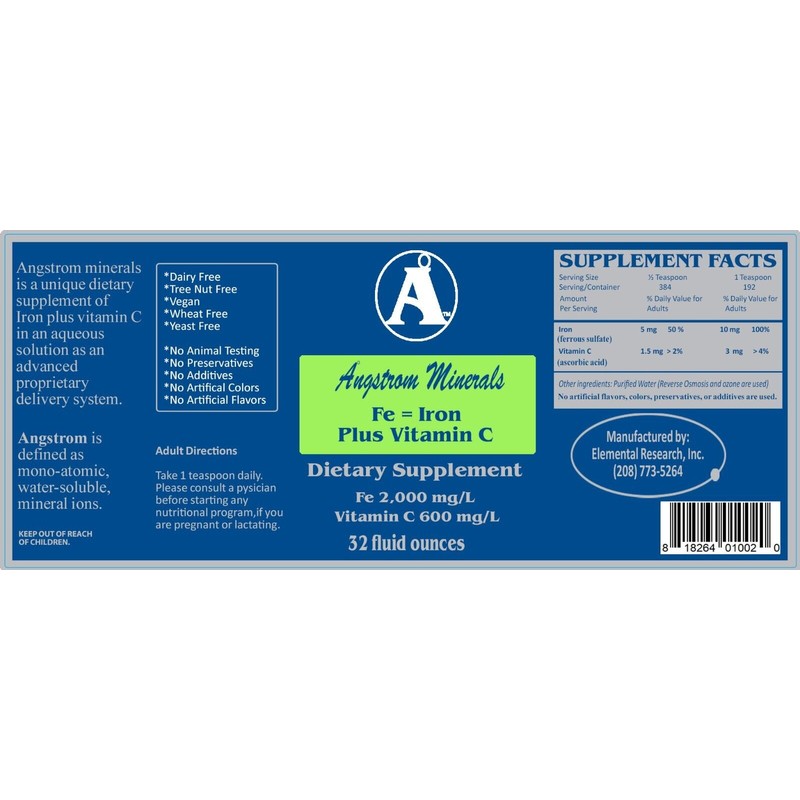 Angstrom Minerals Iron Plus C 32 oz