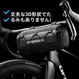 OFFBONDAGE Bicycle Front Bag, Handlebar Bag, 6.6 gal (2 L), Large Capacity, 4-Way, Small, Lightweight, Road Bike Bag, Accessory Storage, Shoulder Strap, Fastening, Easy Installation, Mountain Bikes, MTB, Cycling, Commuting to Work or School