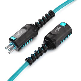Heavy-Duty 25-ft 14/3 PowerFlex Single Outlet Extension Cord w/Lighted Heads - Aqua/Grey
