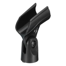 sourcing map Microphone Holder O.D 21mm - 33mm Plastic Interface Mic Holder Clip with 3/8 Metal Adapter for Small Mic Black 1 Pcs