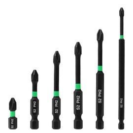 6pcs Magnetic Screwdriver Bit Set, Ph2 Magnetic Screwdriver Bit Set Anti-Slip Screw Extractor Cross Slot Screwdriver for Electric Screwdriver Impact Drill, Length 25-150mm