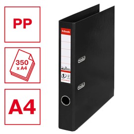 Esselte A4 Folder, Black, 52 mm Spine, Plastic, Vivida Series, Pack of 1, 811470, 350 Sheets Capacity