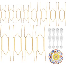 12 Pack 6/8/10 Inch Decorative Plate Medium Plate Hangers for The Wall, Invisible Stainless Steel Wall Hangers for Display with Hooks, for Platter/Dish/Picture