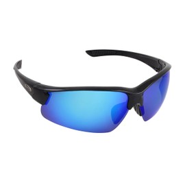 Sea Striker King Neptune Polarized Sunglasses, Black Frame/Blue Mirror