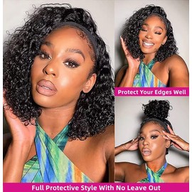 Headband Wig Brazilian Wigs For Black Women Human Hair Kinky Curly Headband Wigs for Black Women Glueless None Lace Front Wig 150% Density Real Hair Wigs Human Hair 20 Inch