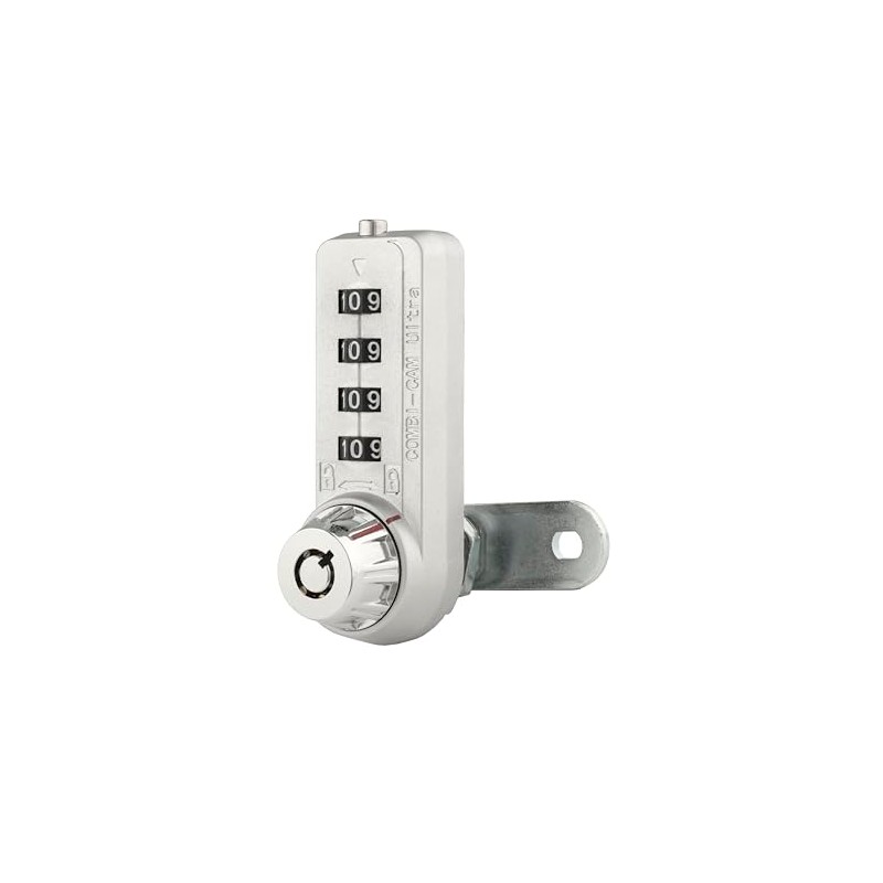 4 Dial Combination Cam Lock w/MK Override Key, 7/8", Chrome