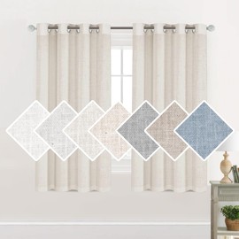 Natural Linen Blended Curtains Window Treatments Panels for Living Room Grommet Top Light Filtering Drapes Privacy Added Linen Textured Curtains, 2 Panels (Ivory, 52" W x 63" L)