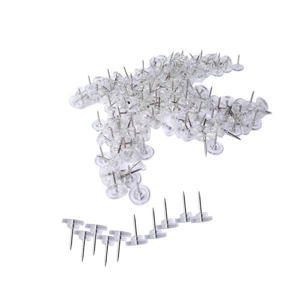 ZanXinY 200pcs Push Pins,Clear Push Pins, Map Tacks, Clear Thumb
