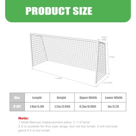 Soccer Net 6X4FT, Tbest Kids Football Net for Garden,Backyard,White Football Goal Replacement Net for Goals with Trapezoidal Sides (Net Only)