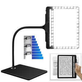NZQXJXZ 5X Large Magnifying Glass with Light and Stand, 42 LED Flexible Gooseneck Magnifying Desk Lamp,2 in 1 Adjustable Brightness Detachable Page Magnifier for Reading,DIY,Sewing,Crafts,Painting