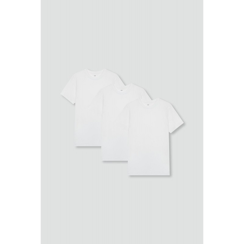 JAJU [JAJU] Unisex Cotton Round Neck T-shirt 3-pack_White 2501586118
