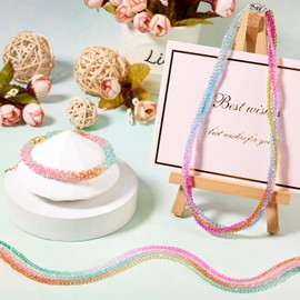 Elecrelive 3000pcs Gradient Glass Beads Faceted Rondelle Beads 3mm Briolette Crystal Beads for DIY Beading Bracelet Necklace Jewelry Making