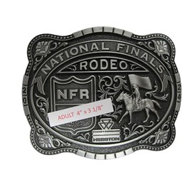 Generic 2024 Hesston National Finals Rodeo Belt Buckle, Adult 4 x 3 1/8 inches, NFR Cowboy Buckle, Pewter