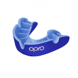 Opro Mouth Guard Silver - Mouth Guard for Handball, Karate, Rugby, Hockey, Boxing, Lacrosse, American Football, Basketball - Self Mouldable - Designed & Made in the UK (Blue/Light Blue, Junior)
