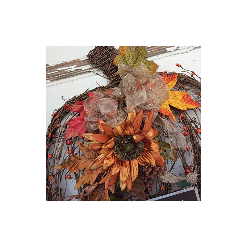 AGD Fall Decor - Flat Grapevine Pumpkin Give Thanks XX
