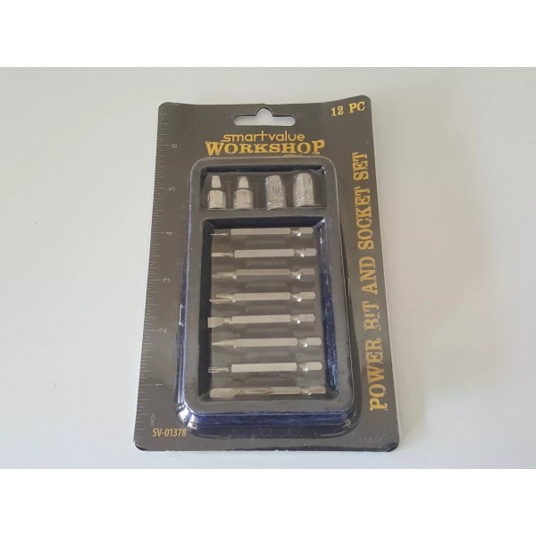 Power SmartValue Workshop 12 Piece Power Bit and Socket Set