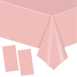YAAVAAW 137x274cm Baby Pink Plastic Table Cloth Table Cover,2pcs Easter Tablecloth Pink Party Table Cloths Table Decoration,Pink Tablecloth Party for Picnic,Baby Shower,Girls Birthday Tablecloth