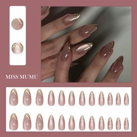 MISS MUMU Nail Tips, 24 Pieces, Nail Tips, Short, Spring, Summer, Simple, Cute, Fashionable, Popular, Nail Seal, Bride Nail, Glossy, False Nails, Coming of Age Ceremonies, Weddings, School Entrance