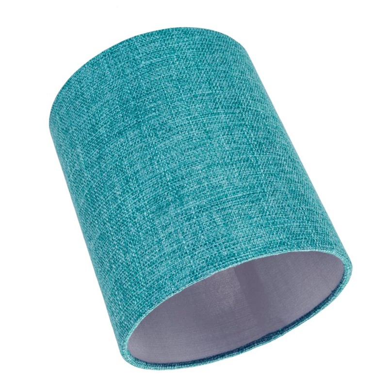 Modern and Sleek Teal Linen Fabric Small Cylindrical Lamp Shade