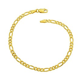 Kauf-mich-weg Women's Figaro Bracelet 925 Sterling Silver Gold-Plated 3.5 mm Wide Choice of Length 17 18 18.5 19 20 20.5 21 22 cm Figaro Chain Gold Bracelet, Silver