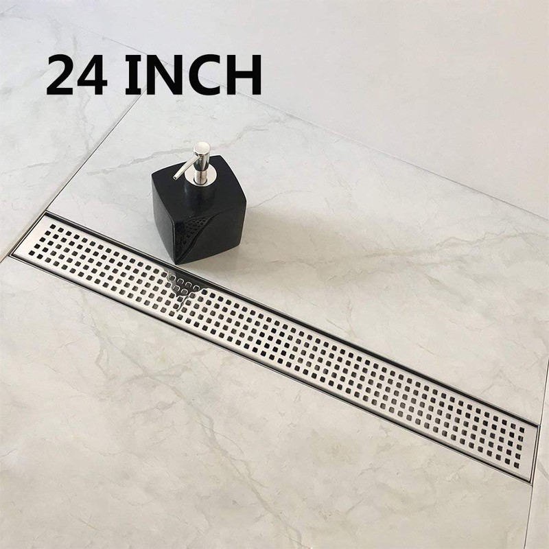 Neodrain Chrome 24-Inch Linear Shower Drain with Removable Quadrato Pattern