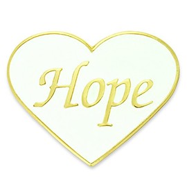 PinMart Hope White and Gold Heart Enamel Lapel Pin