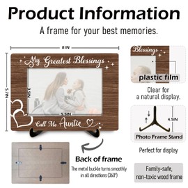 HYKDFMNCJ Auntie Aunt 4x6 Picture Frame, Aunt Gifts from Nephew Niece Photo Frame, My Greatest Blessings Call Me Auntie Wall and Tabletop Display Picture Photo Frames for Home Bedroom Decor