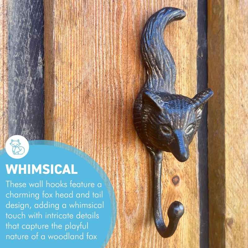 Thorness Sturdy Wall Mounted Cast Iron Fox Head Hook Hanger