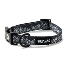 Wolfgang Adjustable Dog Training Collars for Medium Dogs, Durable & Easy to Clean Nylon Dog Collar with Quick Clip Buckles, for Training & Daily Use Made in USA, WolfMtn Print (1 Inch x 12-18 Inch)