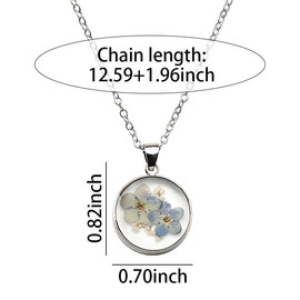 Silver Pressed Flower Necklace for Women - Forget Me Not Necklaces for Daughter, Mom, Sister, Aunt, Grandma, Wife, GF - Floral Gifts for Bestie, Couples