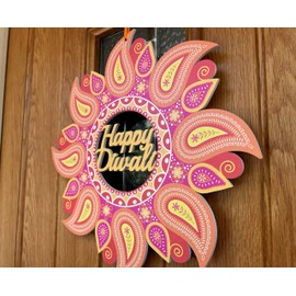 Neon Tulip Diwali Front Door Wreath | Diwali Door Garland | Porch Door Décor | Diwali Décor | Decorative Wreath | Festival of Light Door Wreath