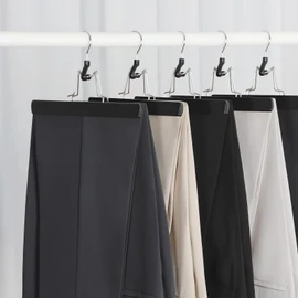 TOPIA HANGER 24 Pack Wooden Pants Hangers, Hair Extension Hangers Non Slip Skirt Hanger Wood Clamp with Velvet Padded 360° Swivel Hook for Jeans, Skirts, Trousers, Wigs Black CT68B