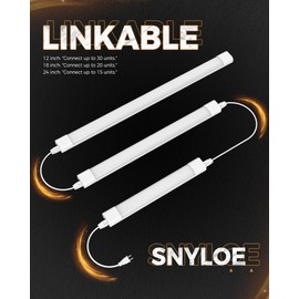 Snyloe 24" 2Pack Plug-in LED Under Cabinet Lights, 12.5W 1000LM 3000K, Dimmable Kitchen Lighting, Easy Install with 5FT Power Cord and 12" Linking Cord, Connect Up to 15 Units, YT-4101-24-2