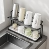 HZBL-LP 2-Tier Space-Saving Drain Rack with Removable Tray, Cup Storage