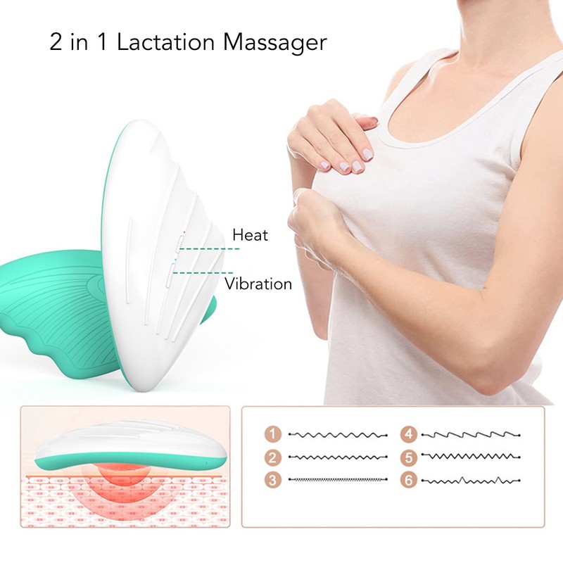 Warming Lactation Massager 6 Vibration Modes 3 Heating Modes Relieve