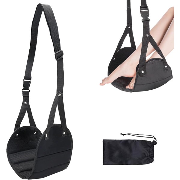 Airplane Foot Rest - Portable Adjustable Foot Hammock for Travel